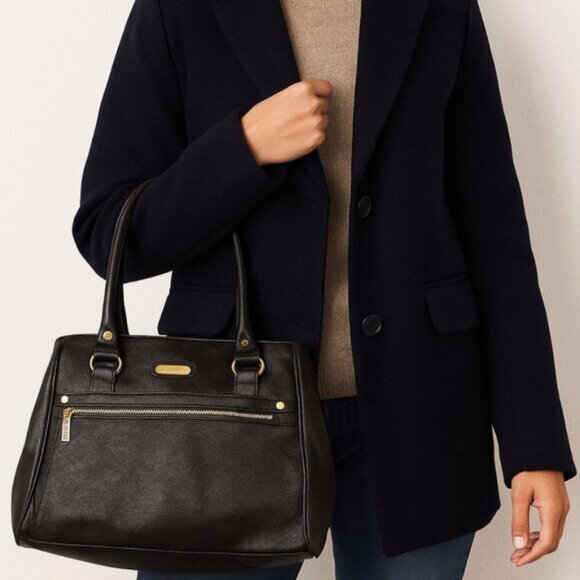 Anne Klein Women's Black Structured Satchel Tote Bag Medium - Picture 1 of 8